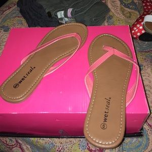 wet seal sandals w/ pink band