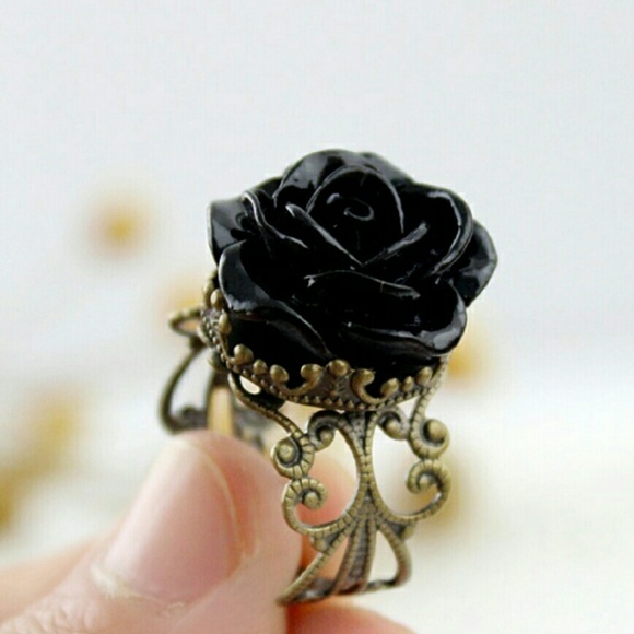 FINAL UNLESS BUNDLED Black rose ring