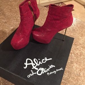Red Alice and Olivia boots purchased from Saks