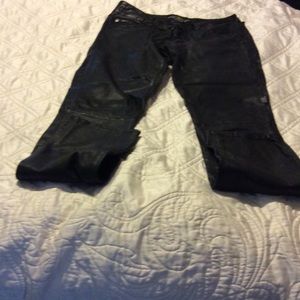100% genuine leather black pants