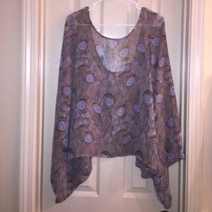 Show Me Your Mumu Peacock Print bell sleeves