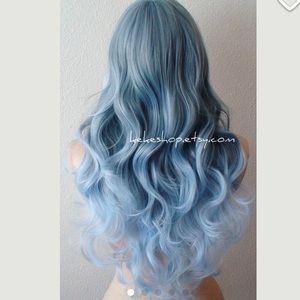 Blue/silver wig