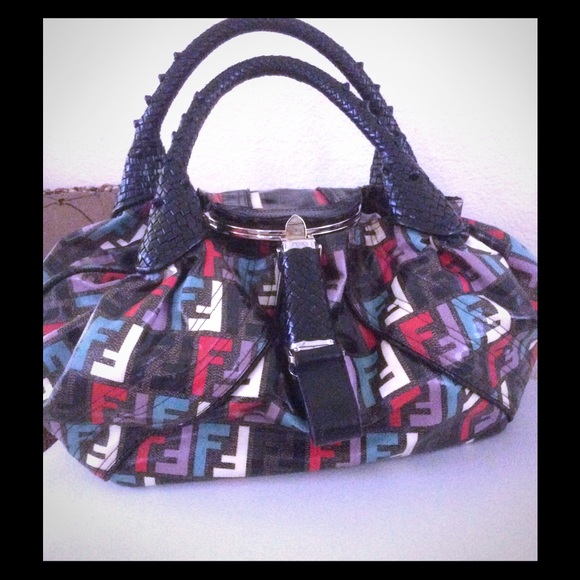 💕 RARE..FENDI SPY MULTI-COLORED COATED CANVAS💕