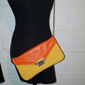 Orange and mustard yellow cross-body/ shoulder bag