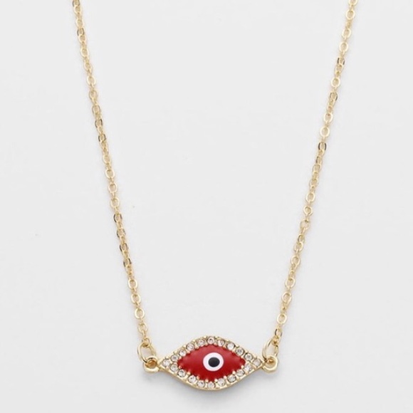 👁 Red and Crystal Evil Eye Necklace 👁