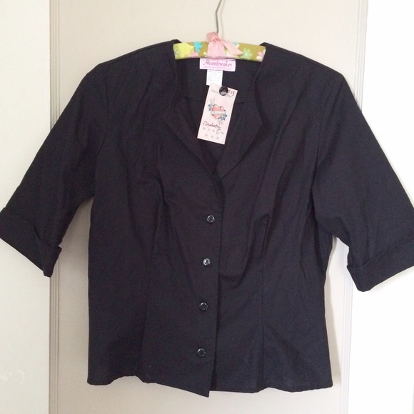ModCloth Tops - Heartbreaker Heart of Haute Black Pinup Top