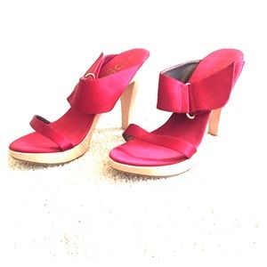 Michael Kors red satin sandals/heels