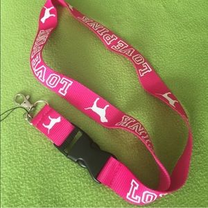 VS Love Pink Lanyard Keychain Necklace ID clip