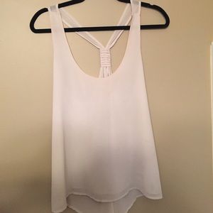 Nude chiffon, open back top