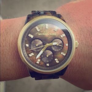 Michael Kors tortoise & gold jet set watch