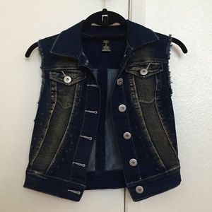 Distressed Denim Vest