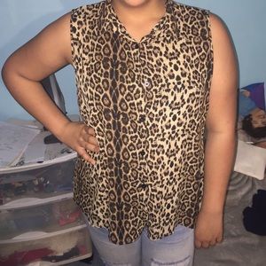 Silk cheetah print blouse