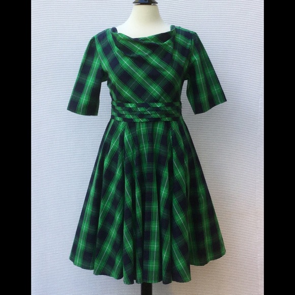 Dark Green Plaid Dress