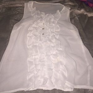 White silk top with cute button up design