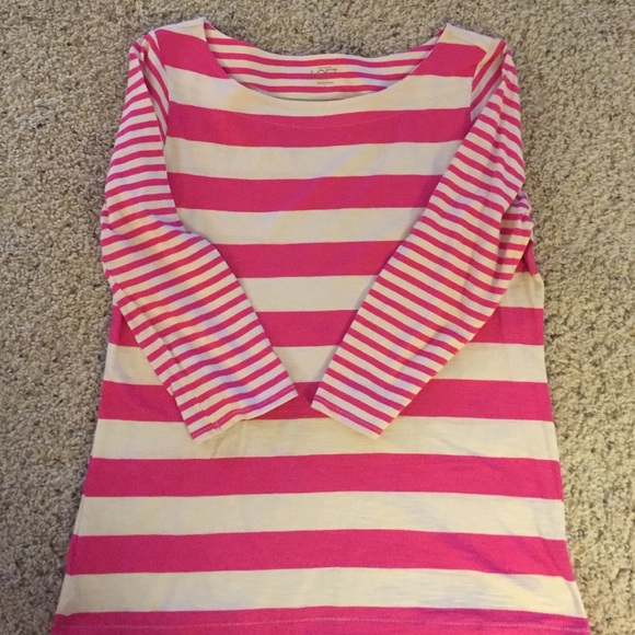 Loft large pink and tan, mid sleeve t-shirt.