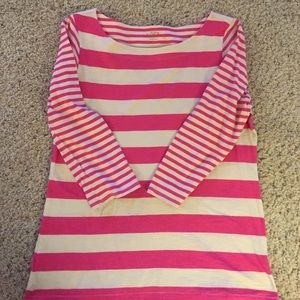 Loft large pink and tan, mid sleeve t-shirt.