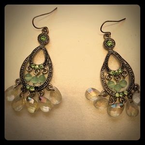 Sage green and silver earrings