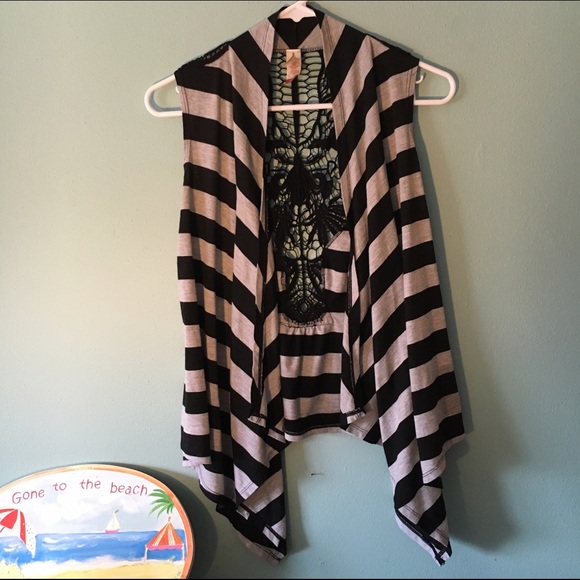 Lace Detail Striped Vest