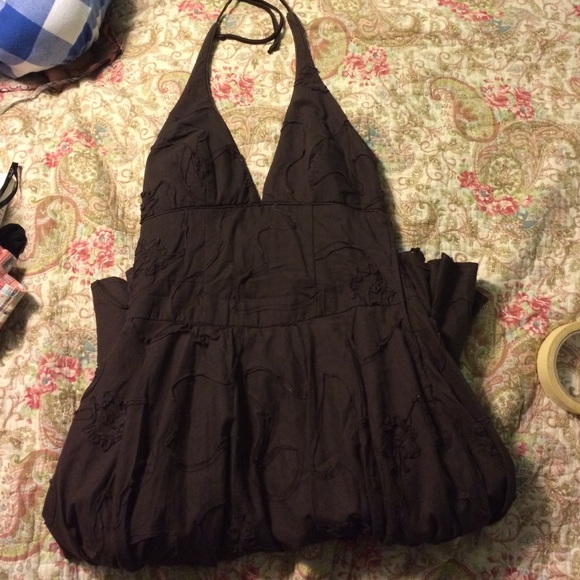 Brown dress with floral patterns Haltur top