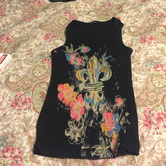 Tank Black New Flower Design
