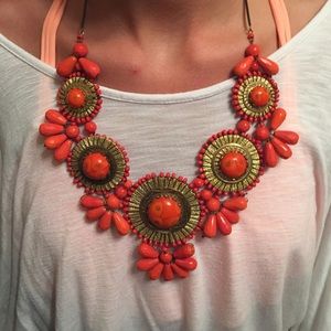 Orange Beaded statement necklace
