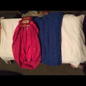 Pink blue and white scarf lot new scarves