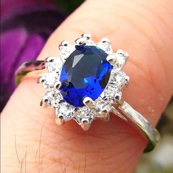 Jewelry - Sterling Silver Blue Sapphire CZ Ring and earrings