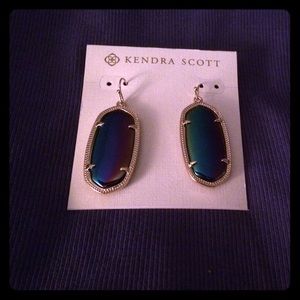 Kendra Scott blue iridescent earrings in gold tone