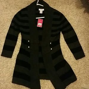 Candies Black and gray striped sweater cardigan