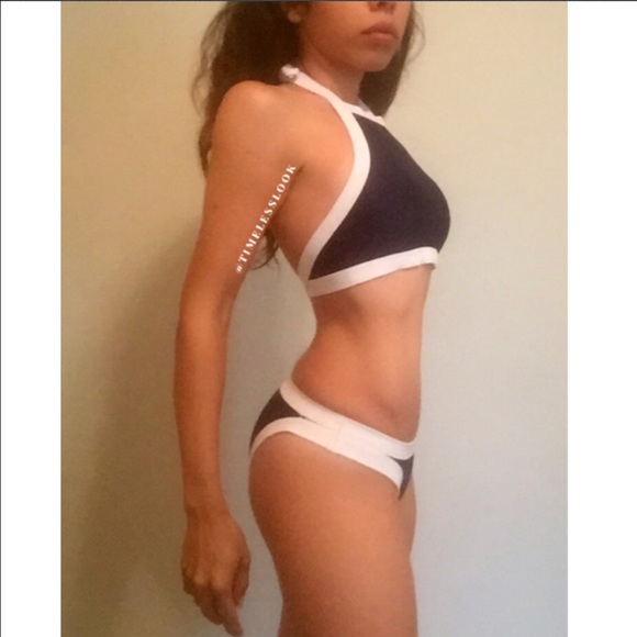 SALE❗️navy stripe high neck sexy Nautical  Bikini - Picture 3 of 4