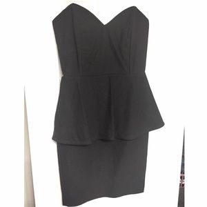 Little Black Dress!! Black strapless peplum dress
