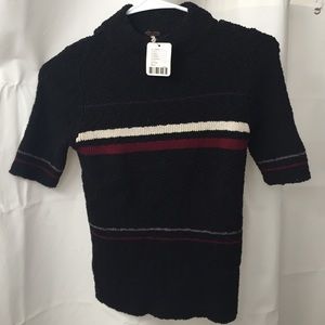 Free people striped shirt sleeve sweater