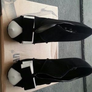 Black and white ankle boots