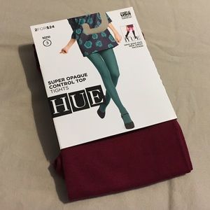 SALE! HUE Burgundy Super Opaque Control Top Tights