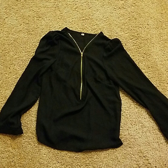 Sheer zipper front blouse