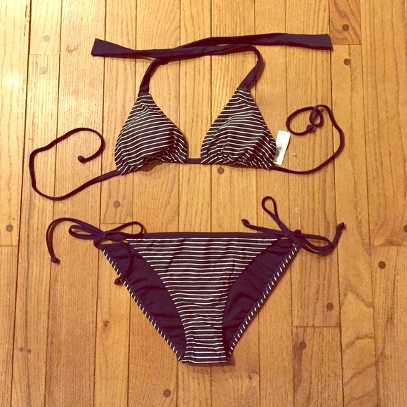 Gap Body blue and white striped bikini