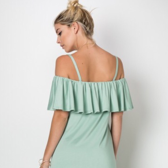 CLOSET CLEAR OUT Off The Shoulder Ruffle Slit Maxi - Picture 2 of 3