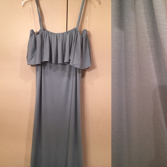 CLOSET CLEAR OUT Off The Shoulder Ruffle Slit Maxi - Picture 3 of 3
