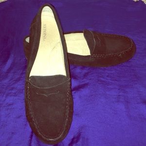 Black suede loafers, size 8.5