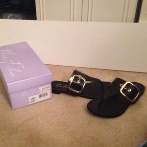 Marc Fisher black flat sandals, size 7.5