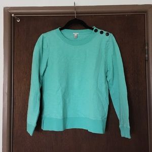 J. Crew Turquoise Sweatshirt with Button Details