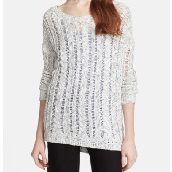Vince Sweaters - VINCE LONG SLEEVE CABLE LACE SWEATER