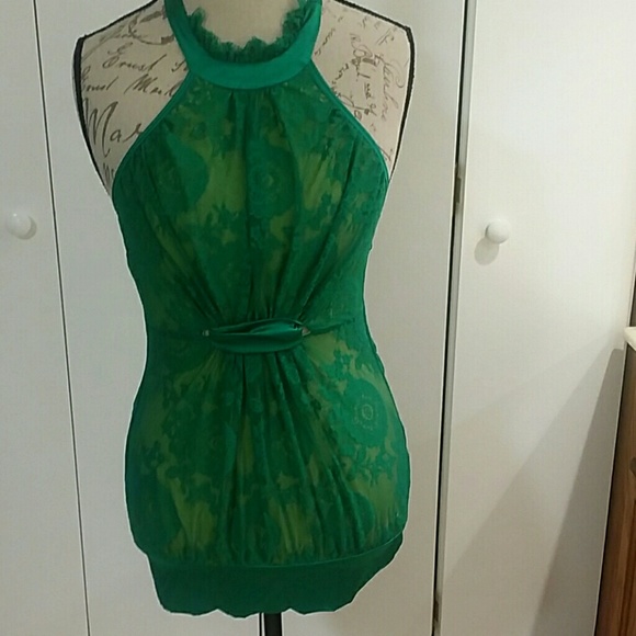bebe Tops - Dark Green halter top