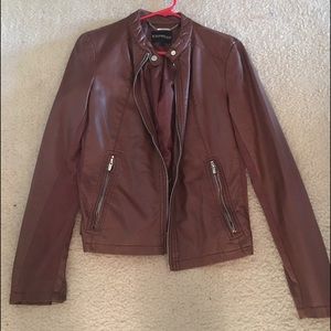 brown leather jacket