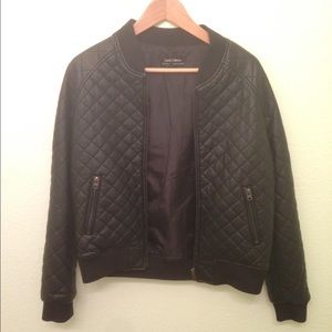 black quilted faux leather jacket