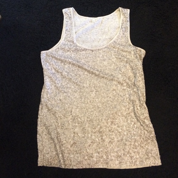J. Crew cream, sequined tank top