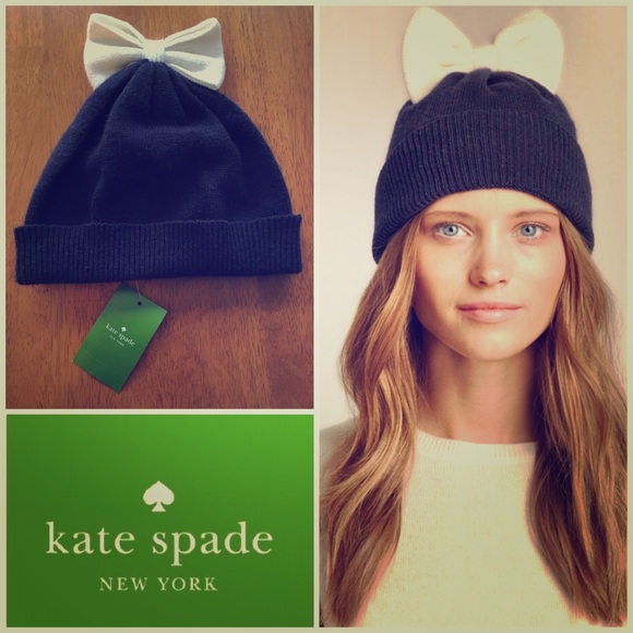 kate spade Accessories - Kate Spade Beanie Navy & Cream NWT