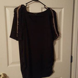 Black dress top with gold chains