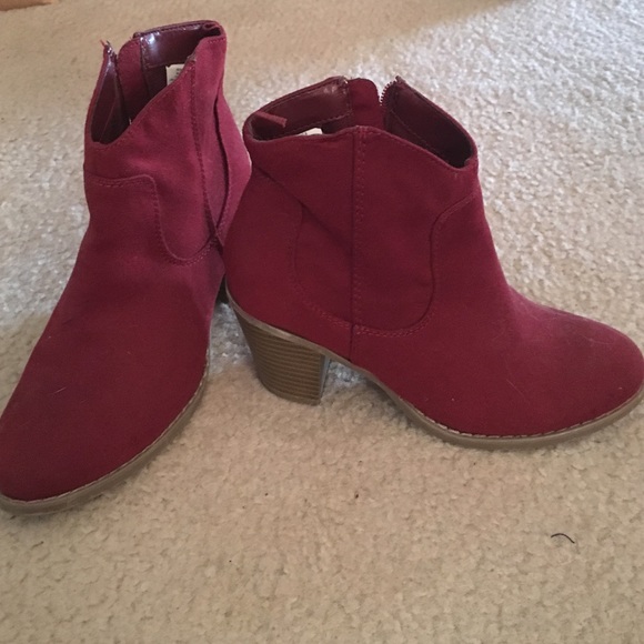 Red ankle boots