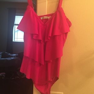 FLASH SALE!!! Pink ruffle one-piece swimsuit